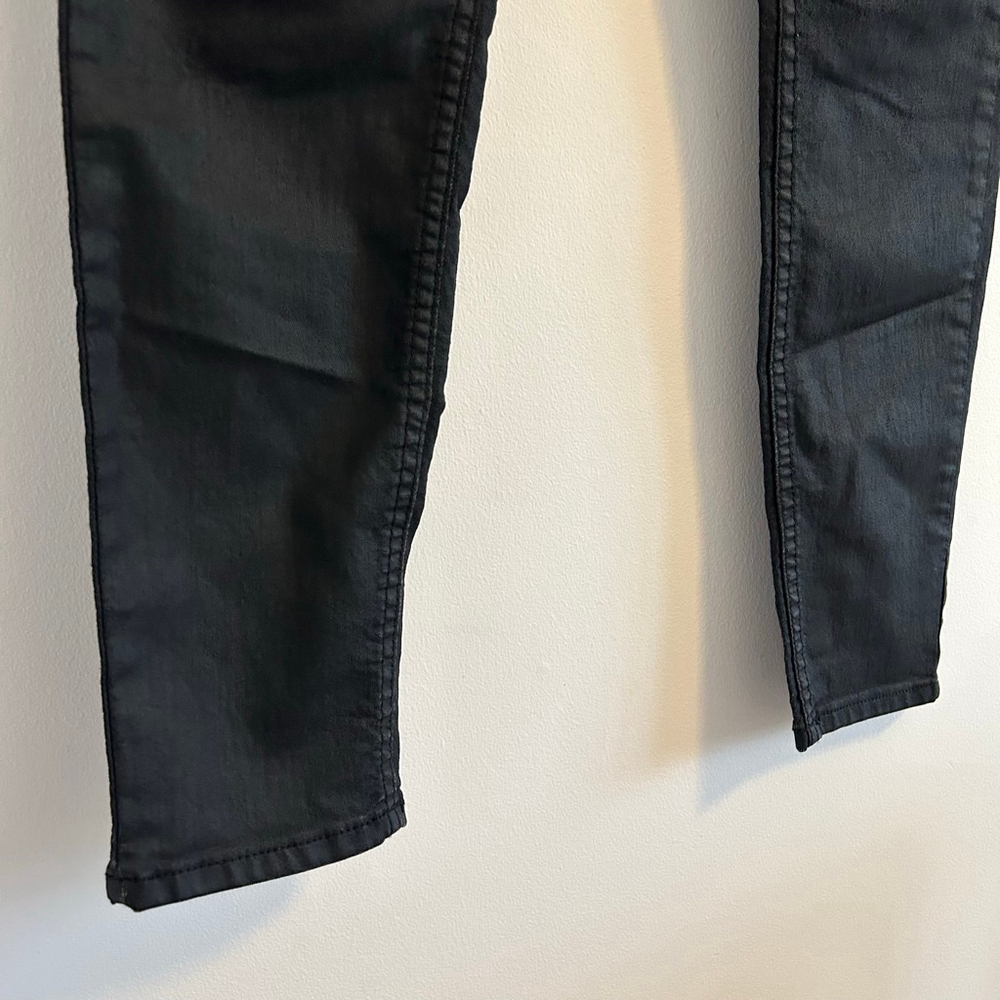 REISS Black Coated Skinny Jeans Size 29 | Faux Leather High Rise - Picture 5 of 13